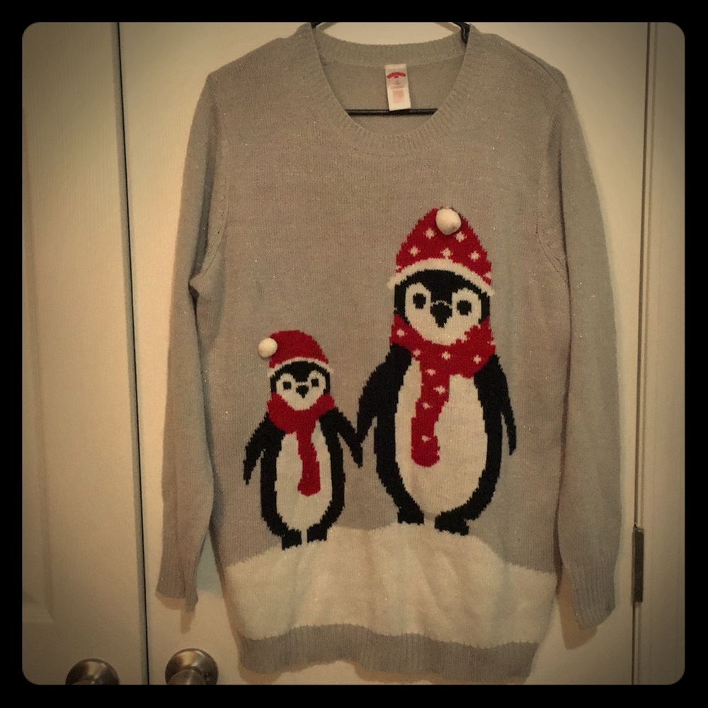 Holiday Time Ugly Christmas Sweater Penguin